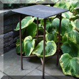 L06. Metal slate top table or plant stand. 26”h x 16”w x 16”d 